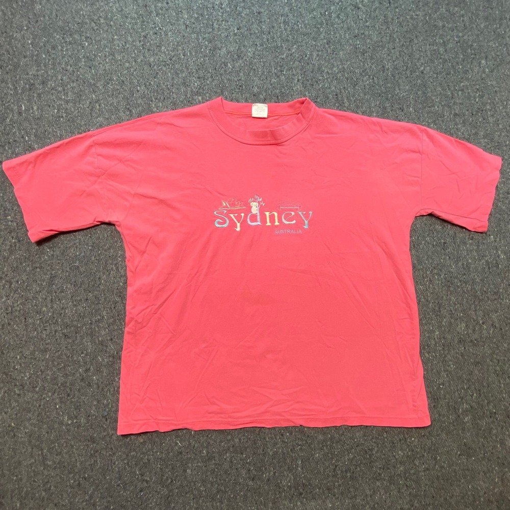 Australian‎ Grown Sydney T Shirt L Pink Vintage 90s Embroidered Koala Cotton Tee
